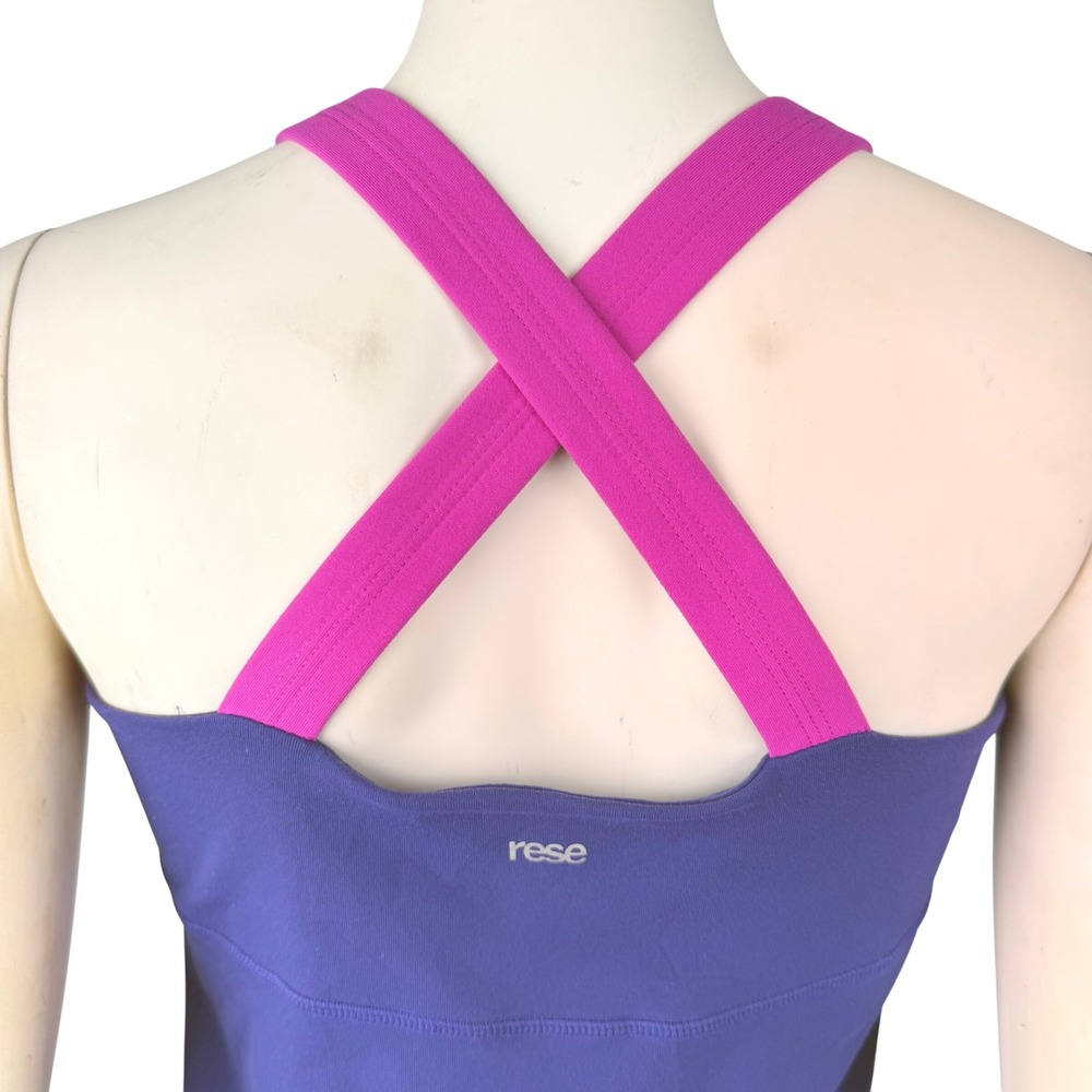 Rese Yoga Tank Top Womens‎ Large Purple Pink Crossback Athletic Made in USA - Picture 8 of 10